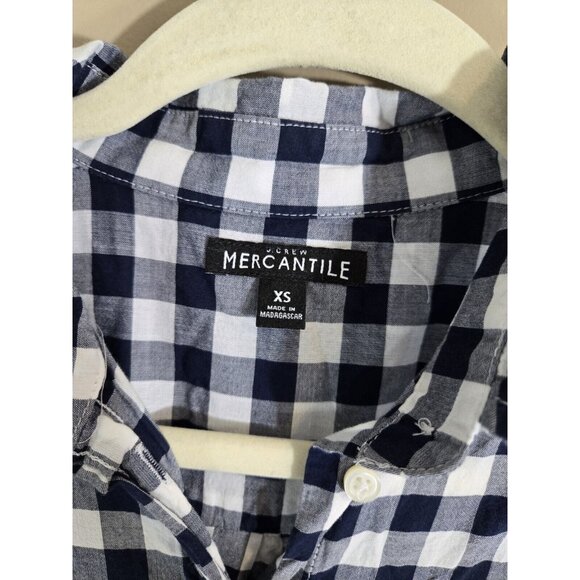 J. Crew Mercentile Blue & White Checkered Lightweight 100% Cotton Flannel XS - Picture 4 of 9